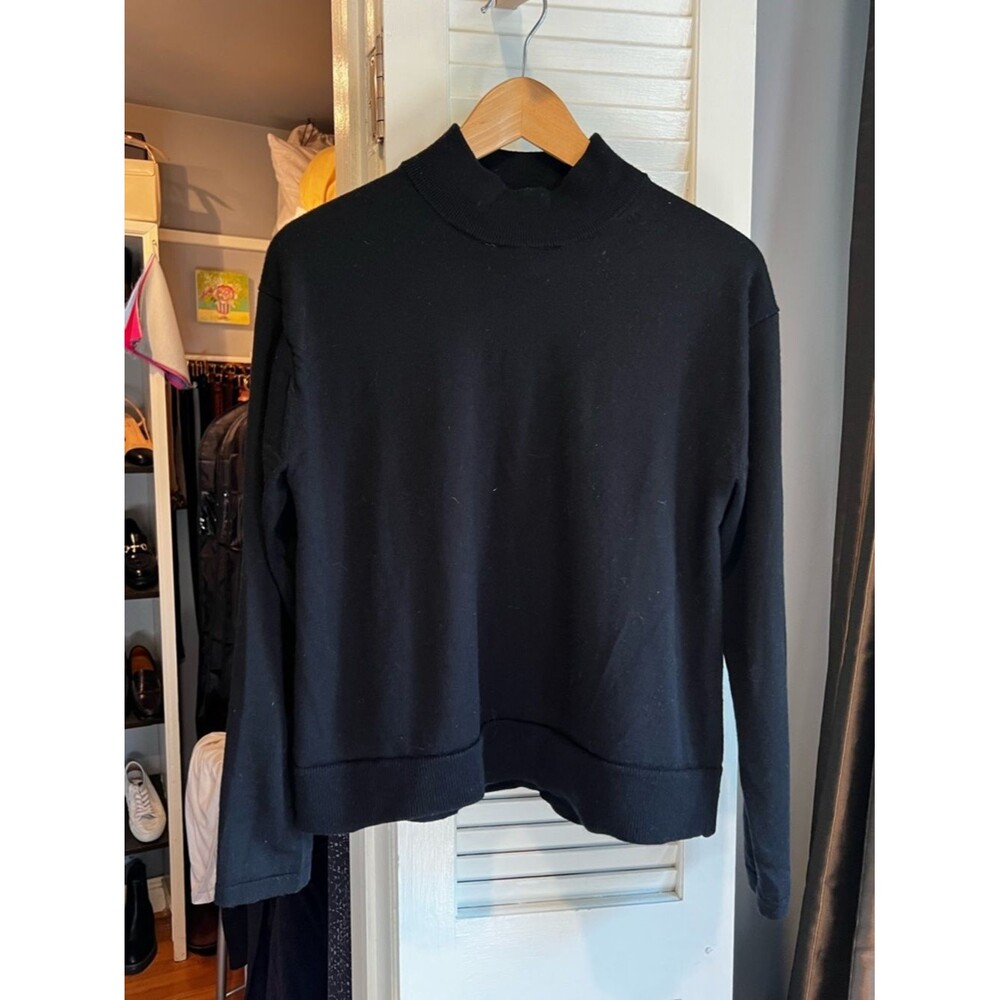 Banana Republic Black Merino Wool Mock Neck Sweater